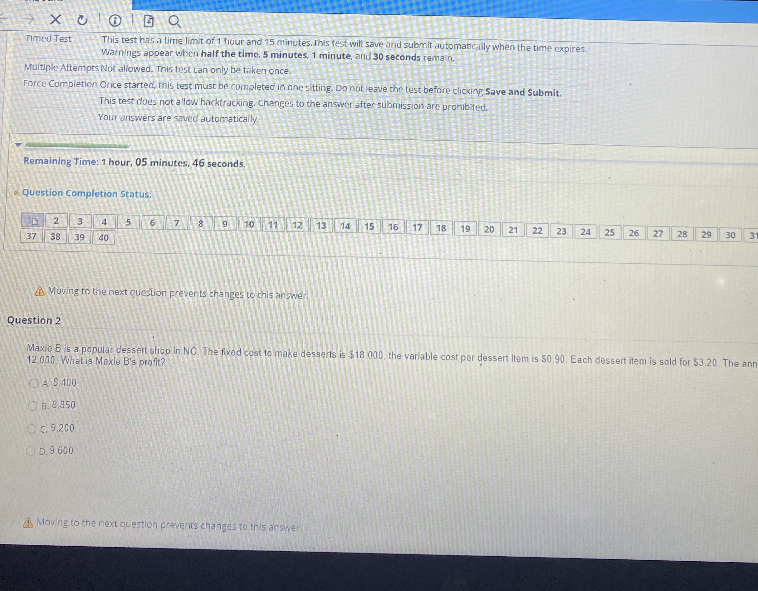  Timed Test This test has a time limit of 1 hour