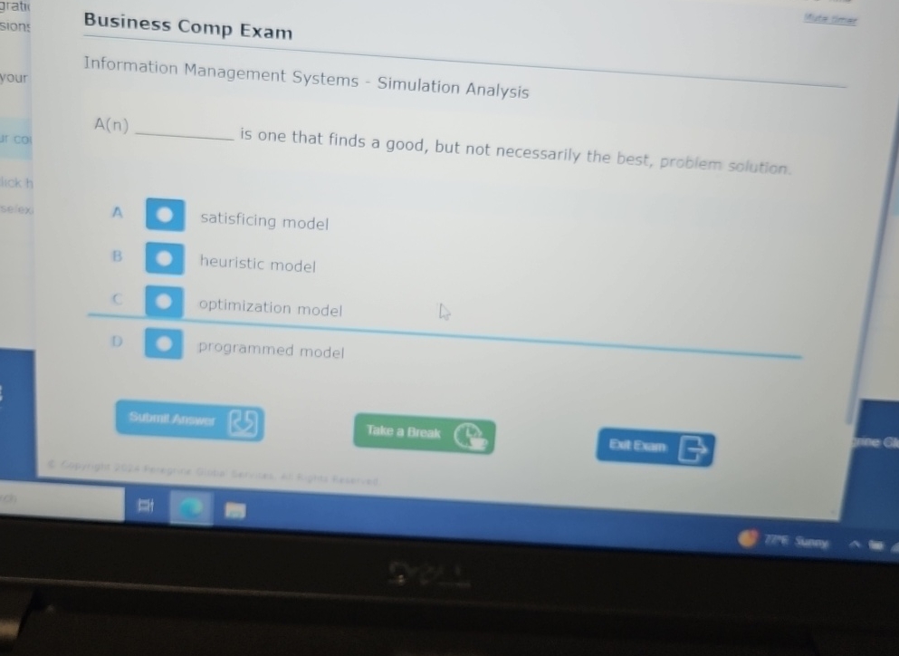  Business Comp Exam Site timer Information Management Systems - Simulation Analysis