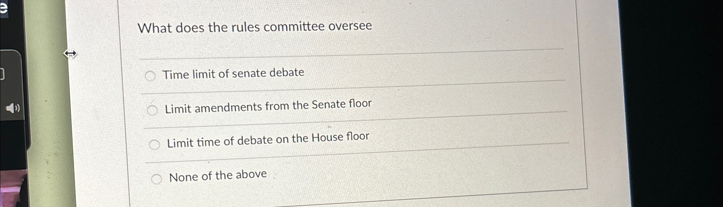  What does the rules committee oversee q, Time limit of senate