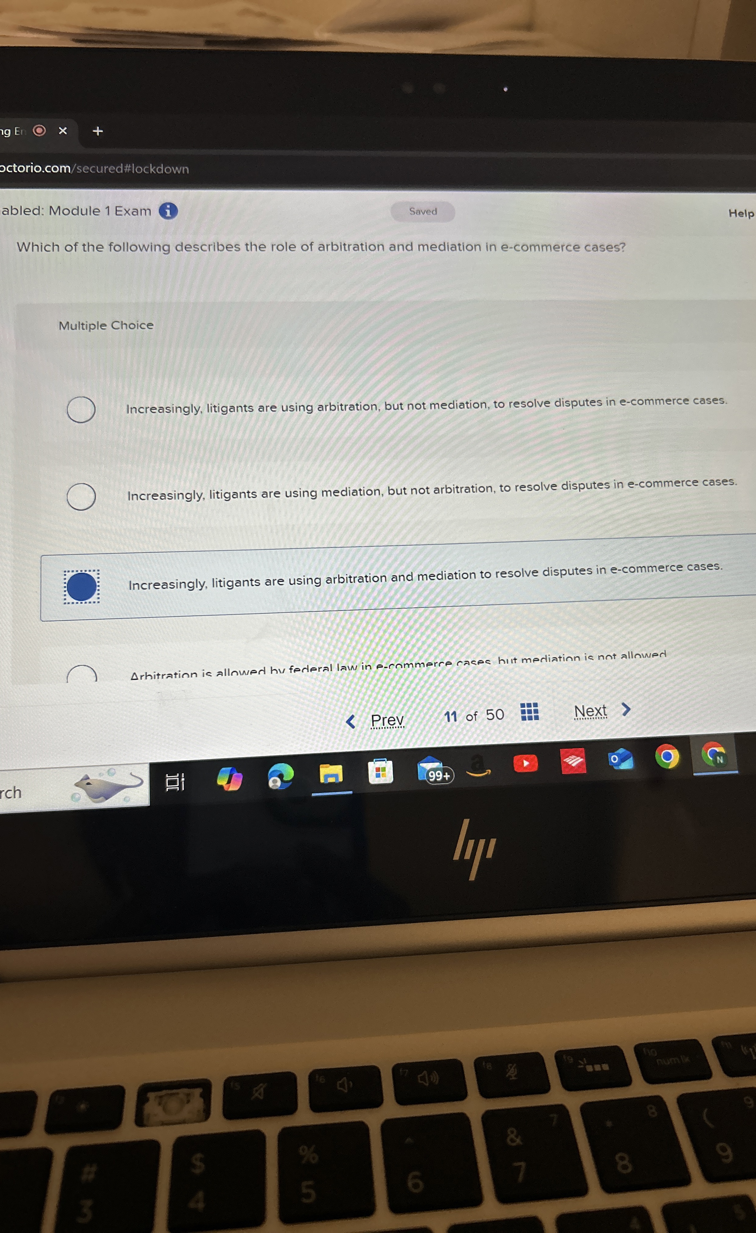  octorio.com/secured#lockdown abled: Module 1 Exam (i) Which of the following describes