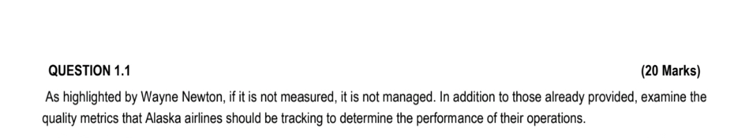 QUESTION 1.1 (20 Marks) As highlighted by Wayne Newton, if it