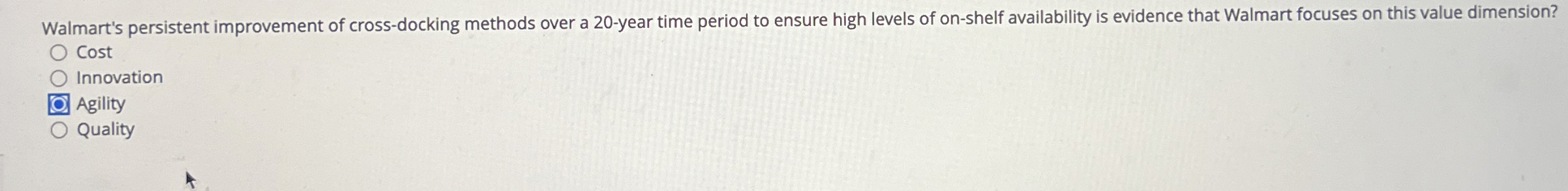  Walmart's persistent improvement of cross-docking methods over a 20-year time period