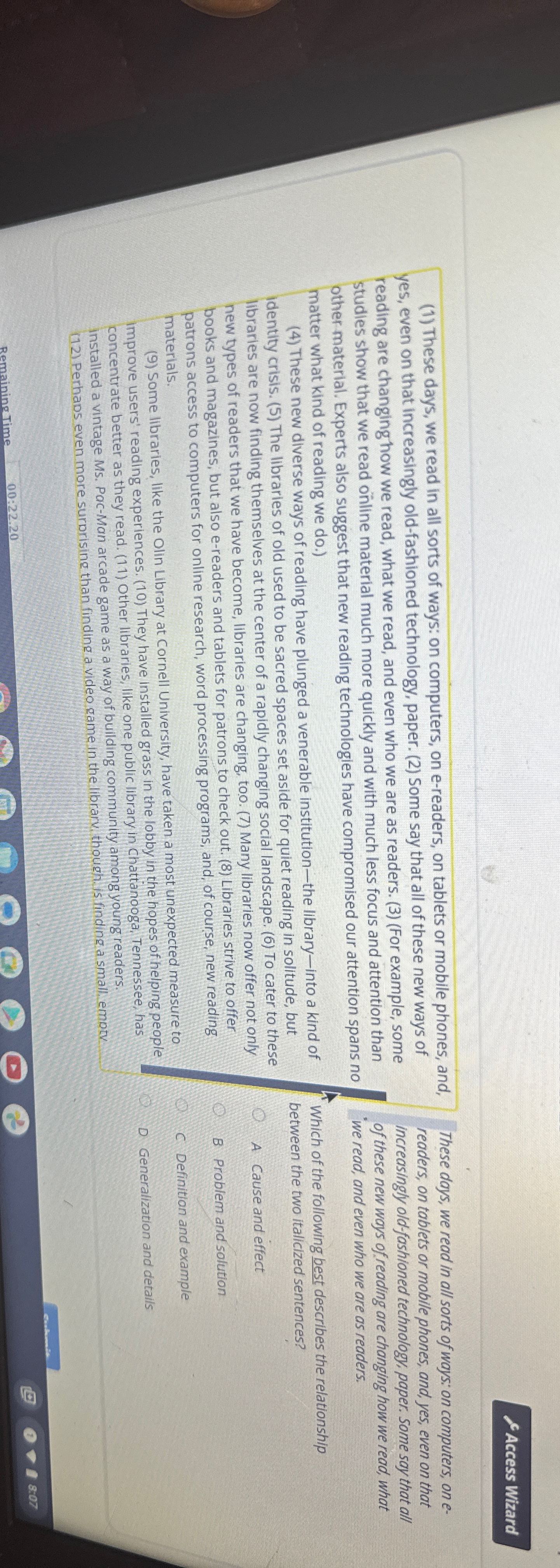  (1) These days, we read in all sorts of ways: on