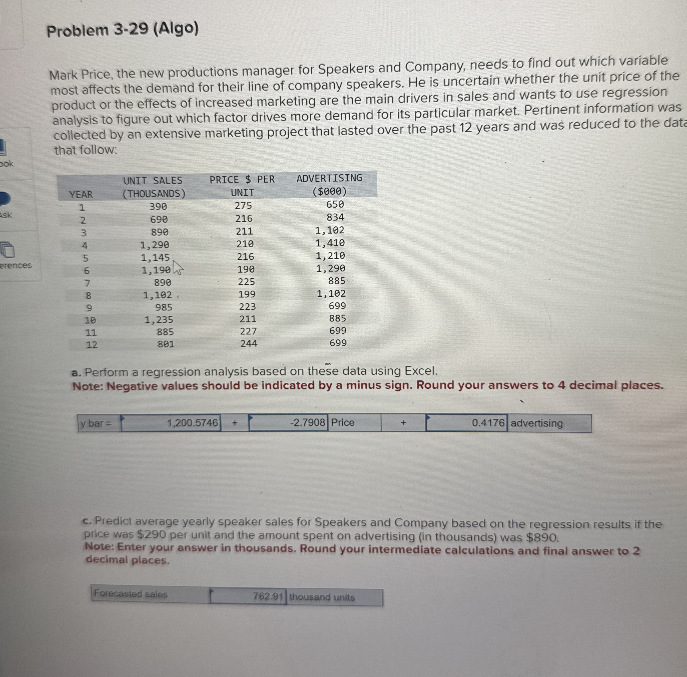  How to solve Problem 3-29(Algo) Mark Price, the new productions manager
