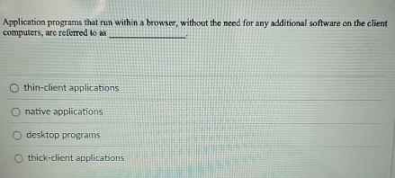  Application programs that run within a browser, without the need for