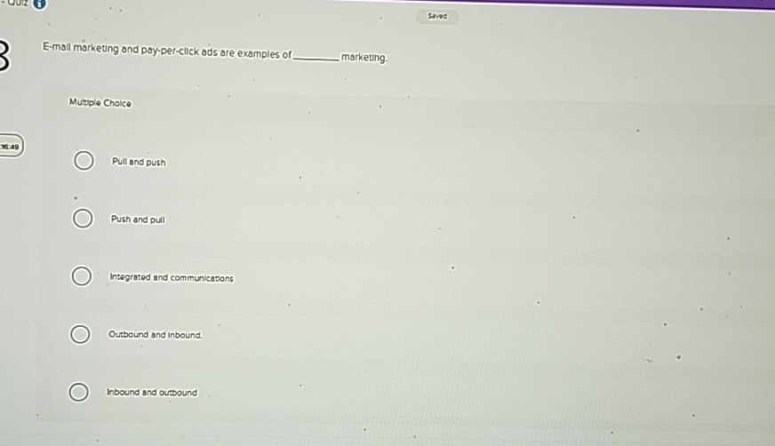  E-mall marketing and pay-per-click ads are examples of marketing. Mutitple Choke