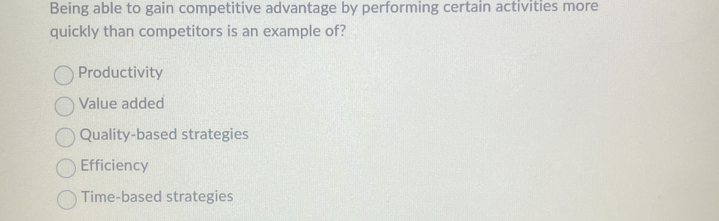  Being able to gain competitive advantage by performing certain activities more