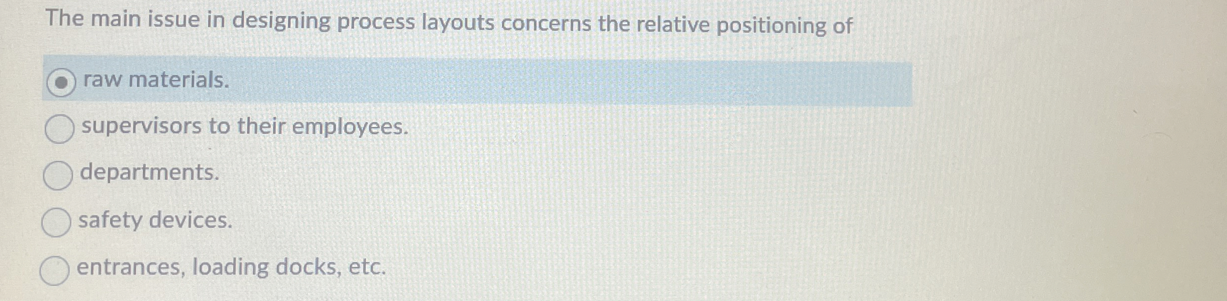  The main issue in designing process layouts concerns the relative positioning