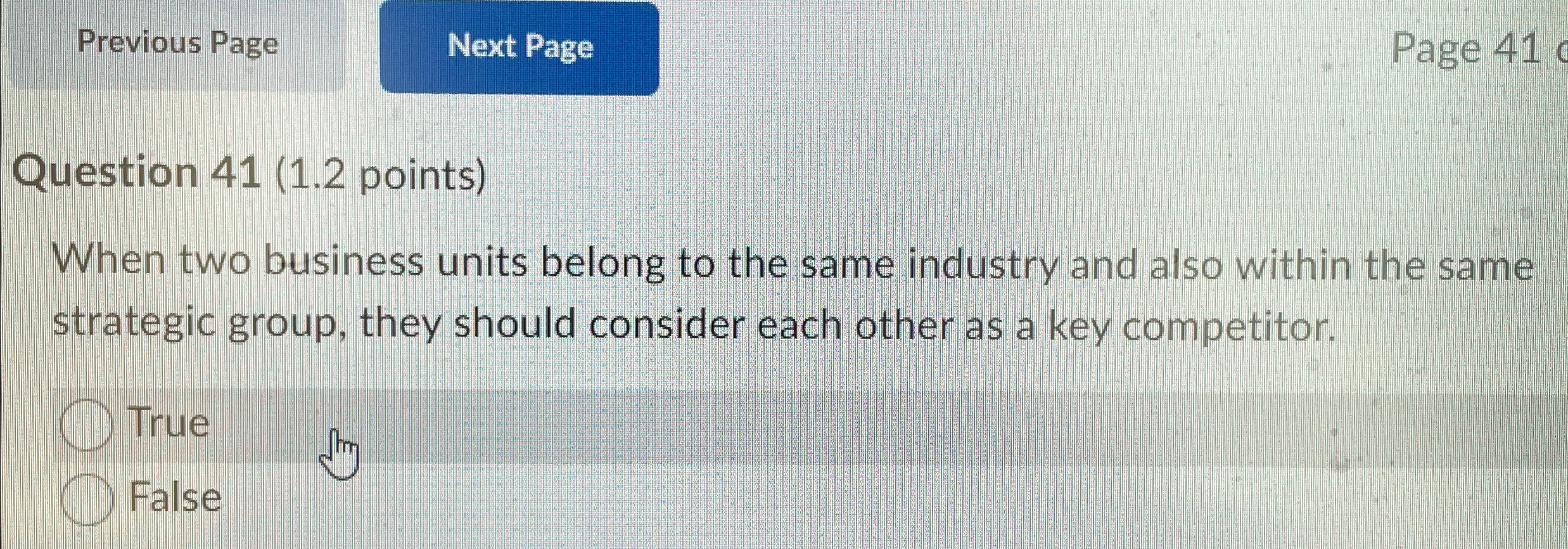  Previous Page Page 41 Question 41(1.2 points) When two business units