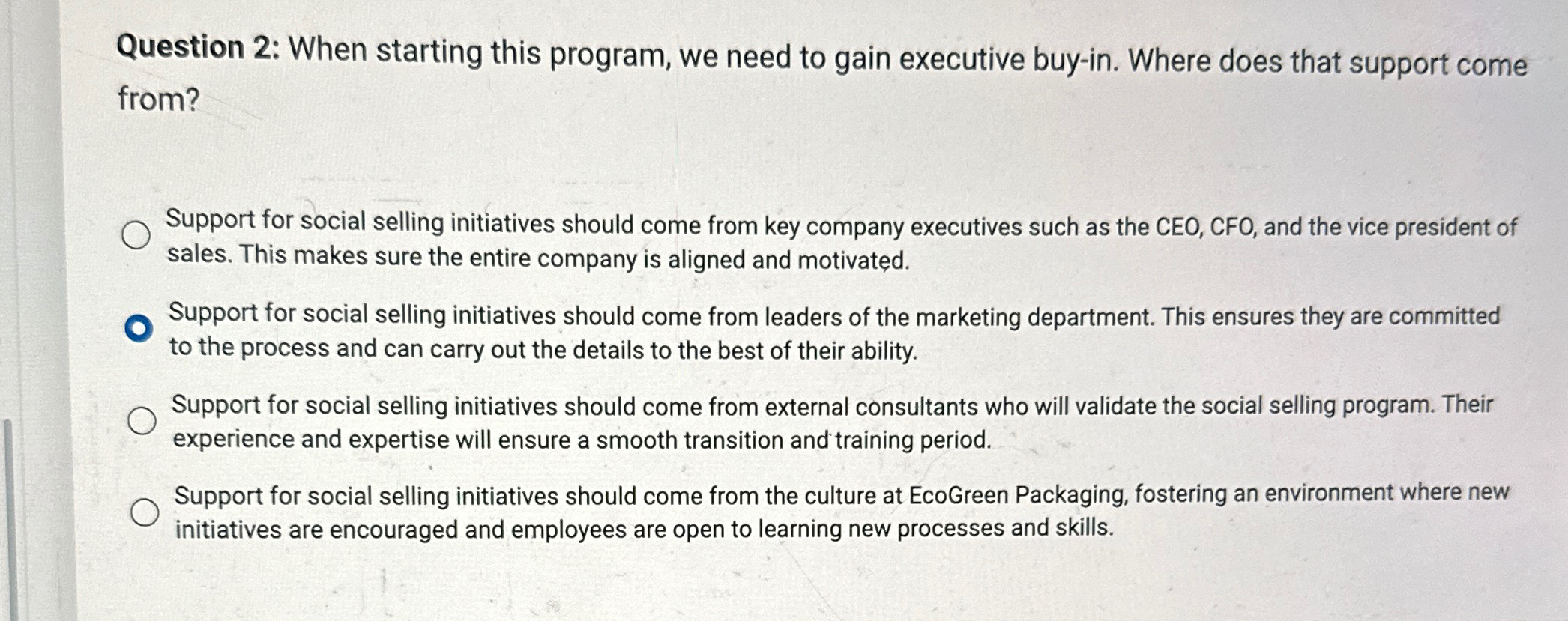  Question 2: When starting this program, we need to gain executive