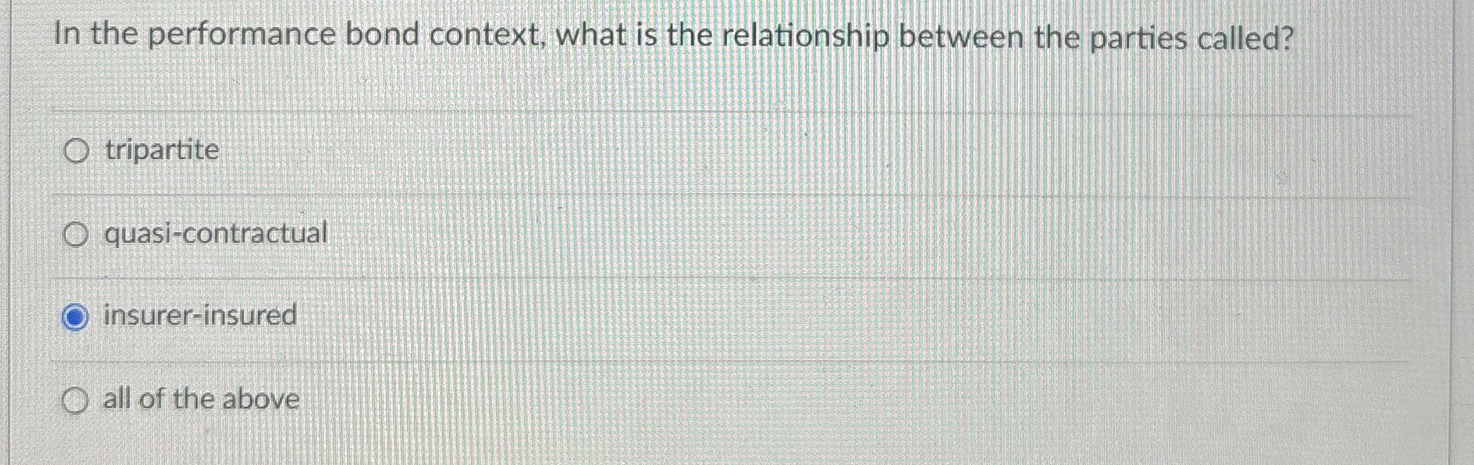  In the performance bond context, what is the relationship between the