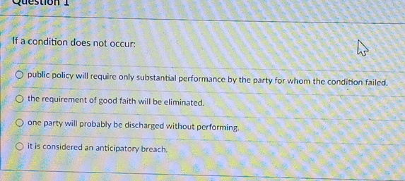 If a condition does not occur: public policy will require only