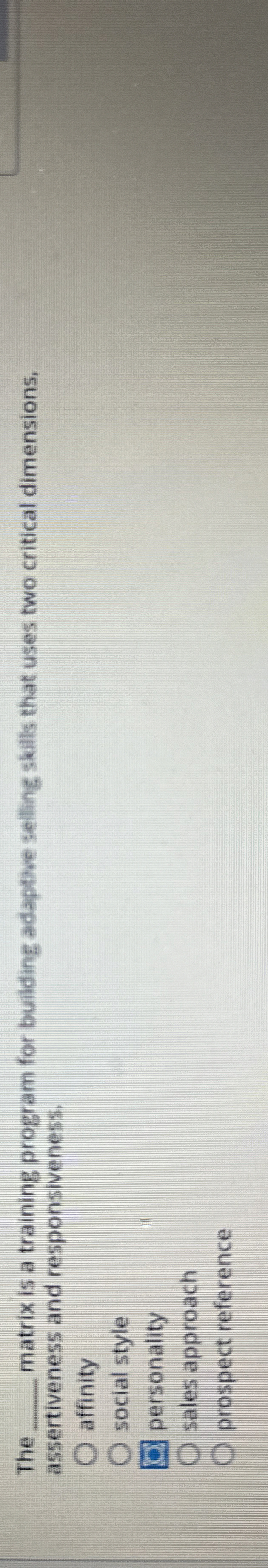  The q, matrix is a training program for building adaptive selling