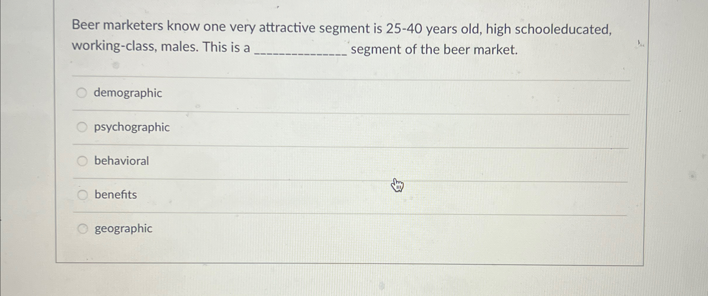  Beer marketers know one very attractive segment is 25-40 years old,
