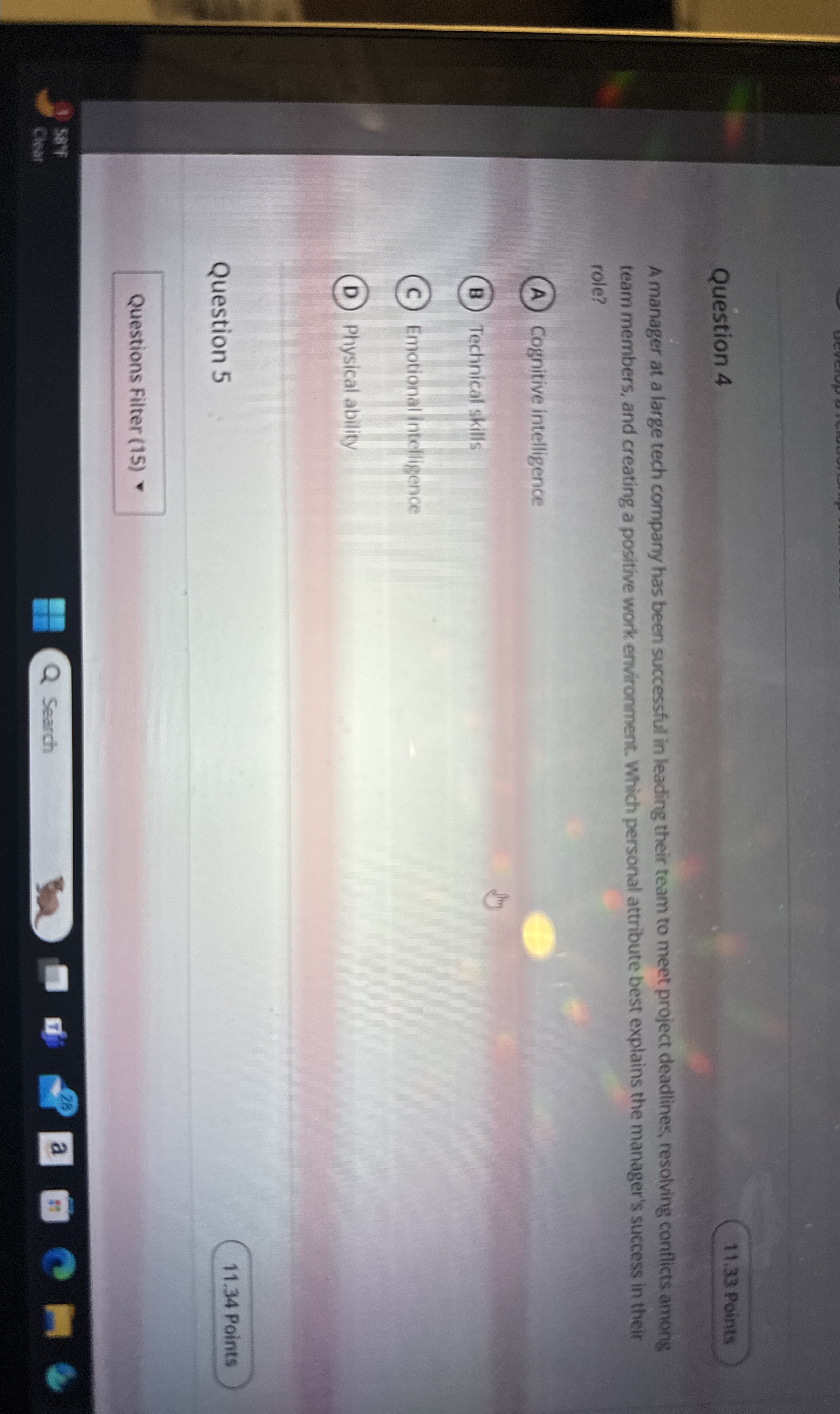  Question 4 A manager at a large tech company has been