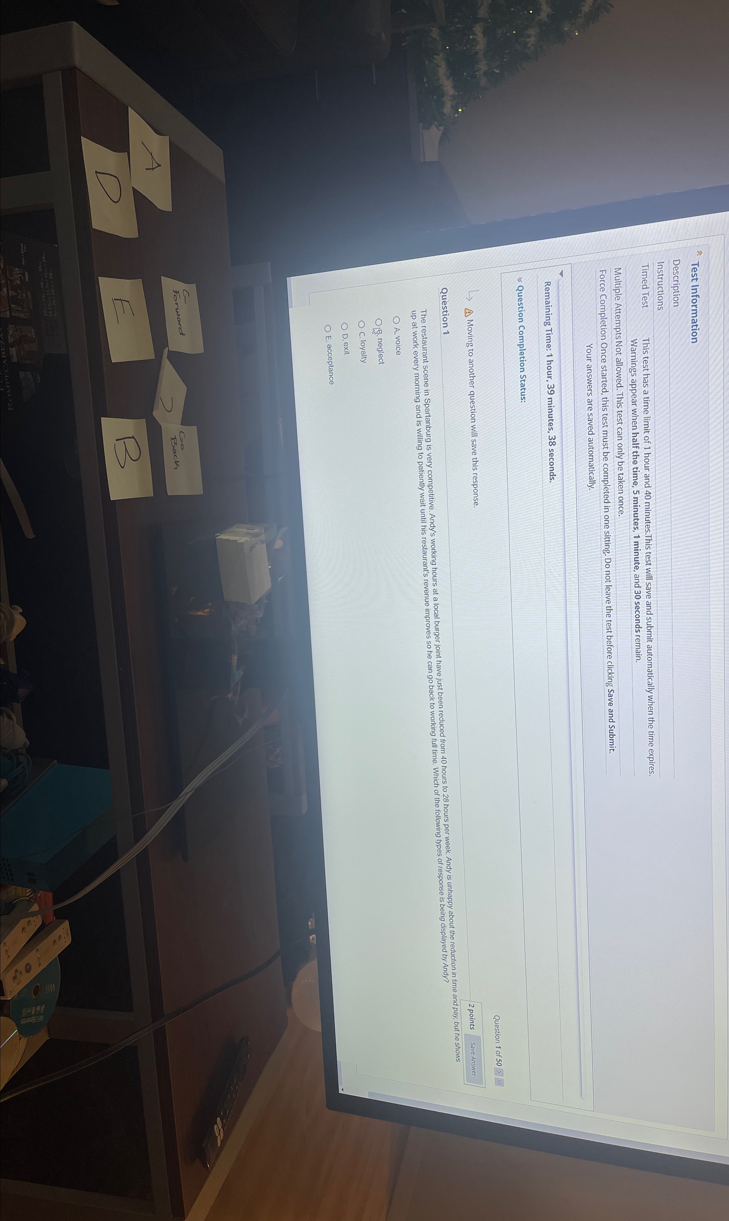  ?hat(a) Test Information Description Instructions Timed Test This test has a