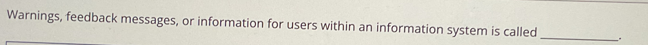  Warnings, feedback messages, or information for users within an information system