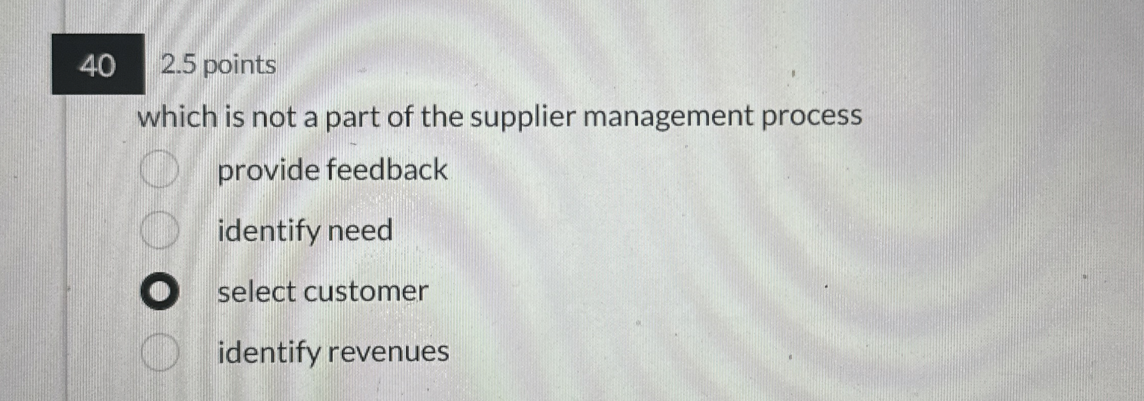  402.5 points which is not a part of the supplier management
