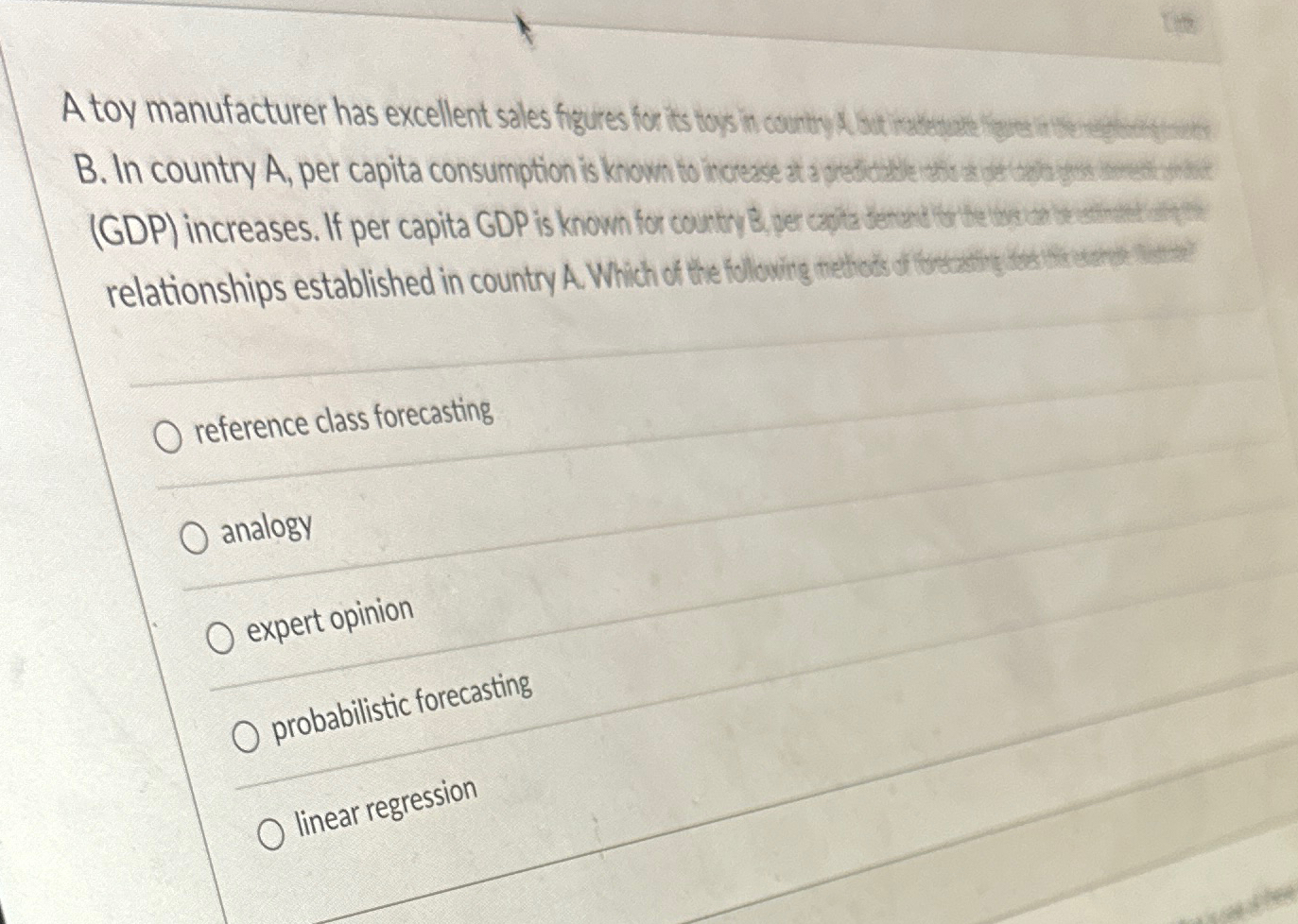  reference class forecasting analogy expert opinion probabilistic forecasting linear regression 