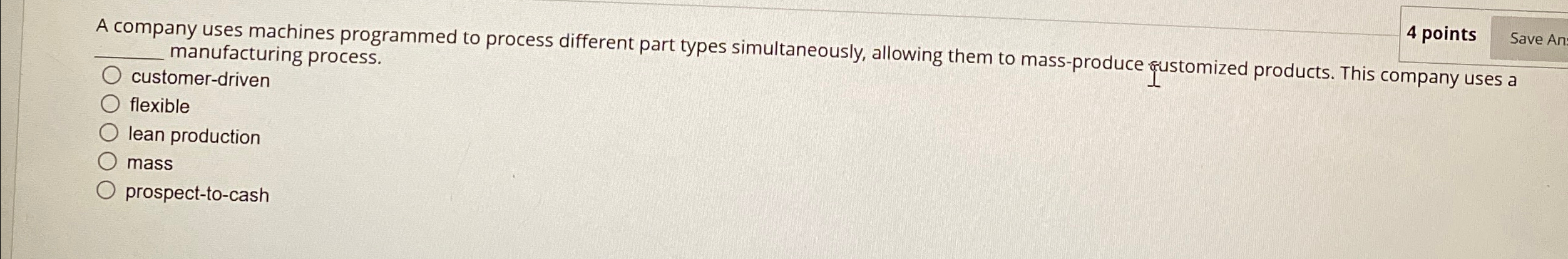  A company uses machines programmed to process different part types simultaneously,