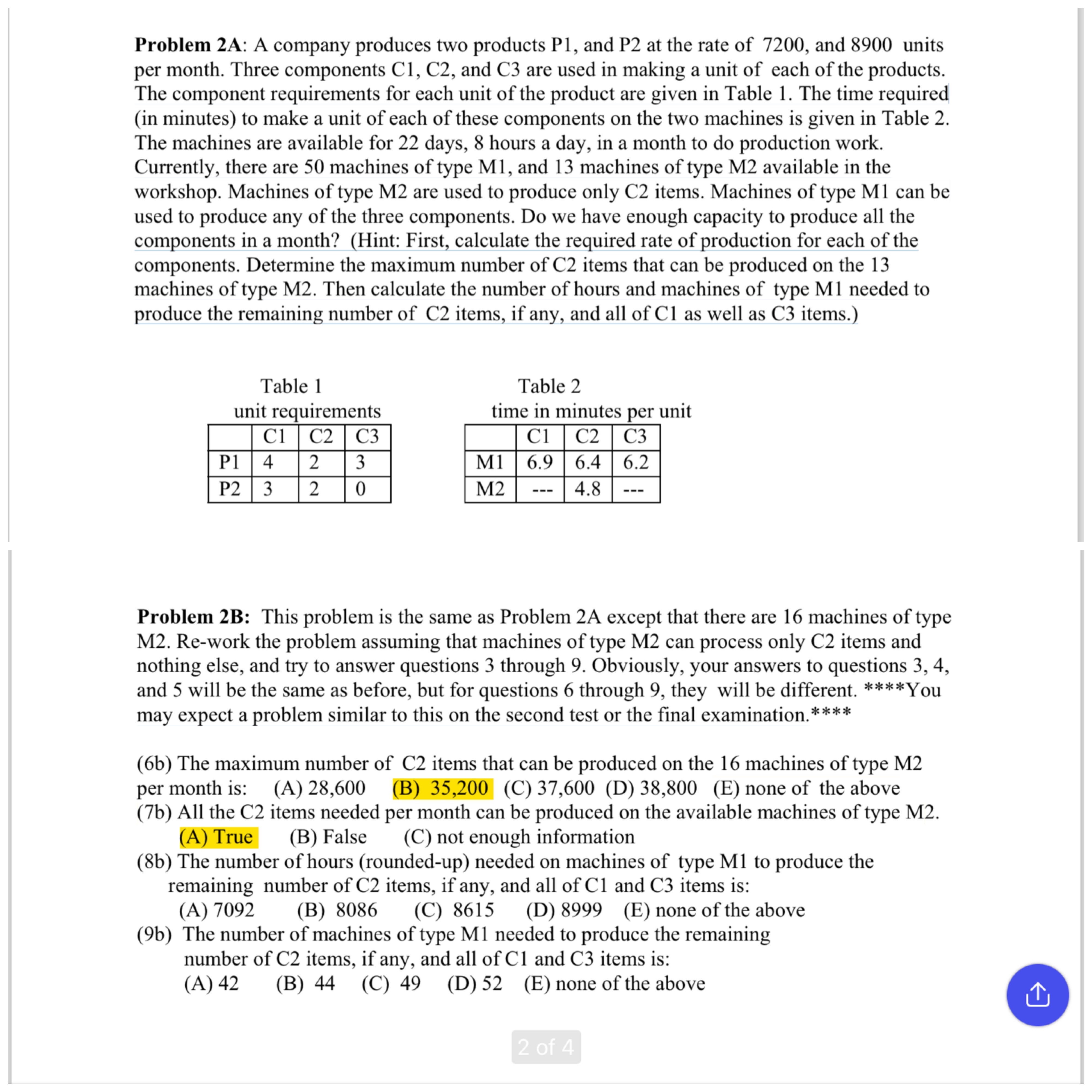  Problem 2A is to help you answer 2B... please answer 2B