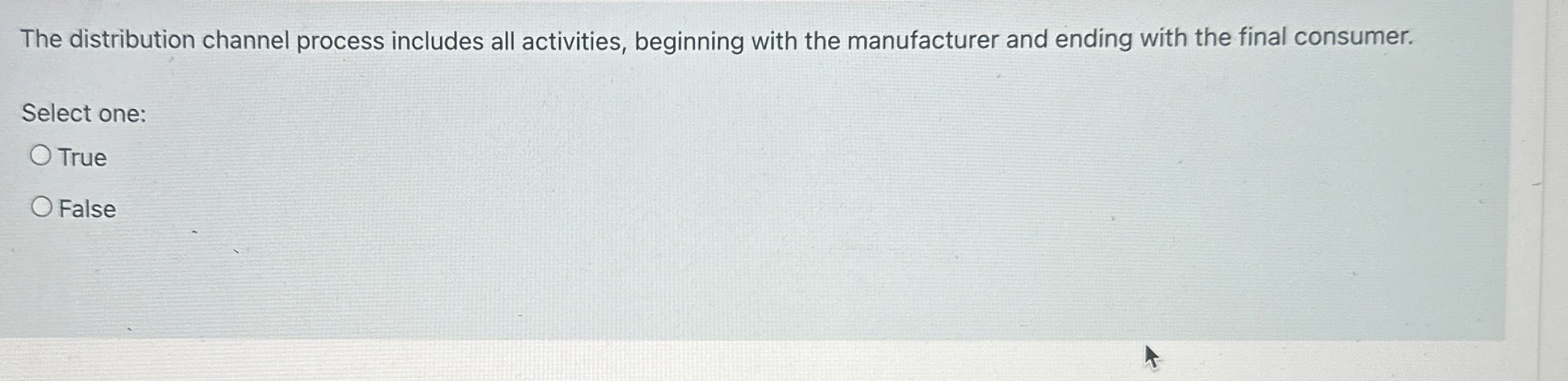  The distribution channel process includes all activities, beginning with the manufacturer