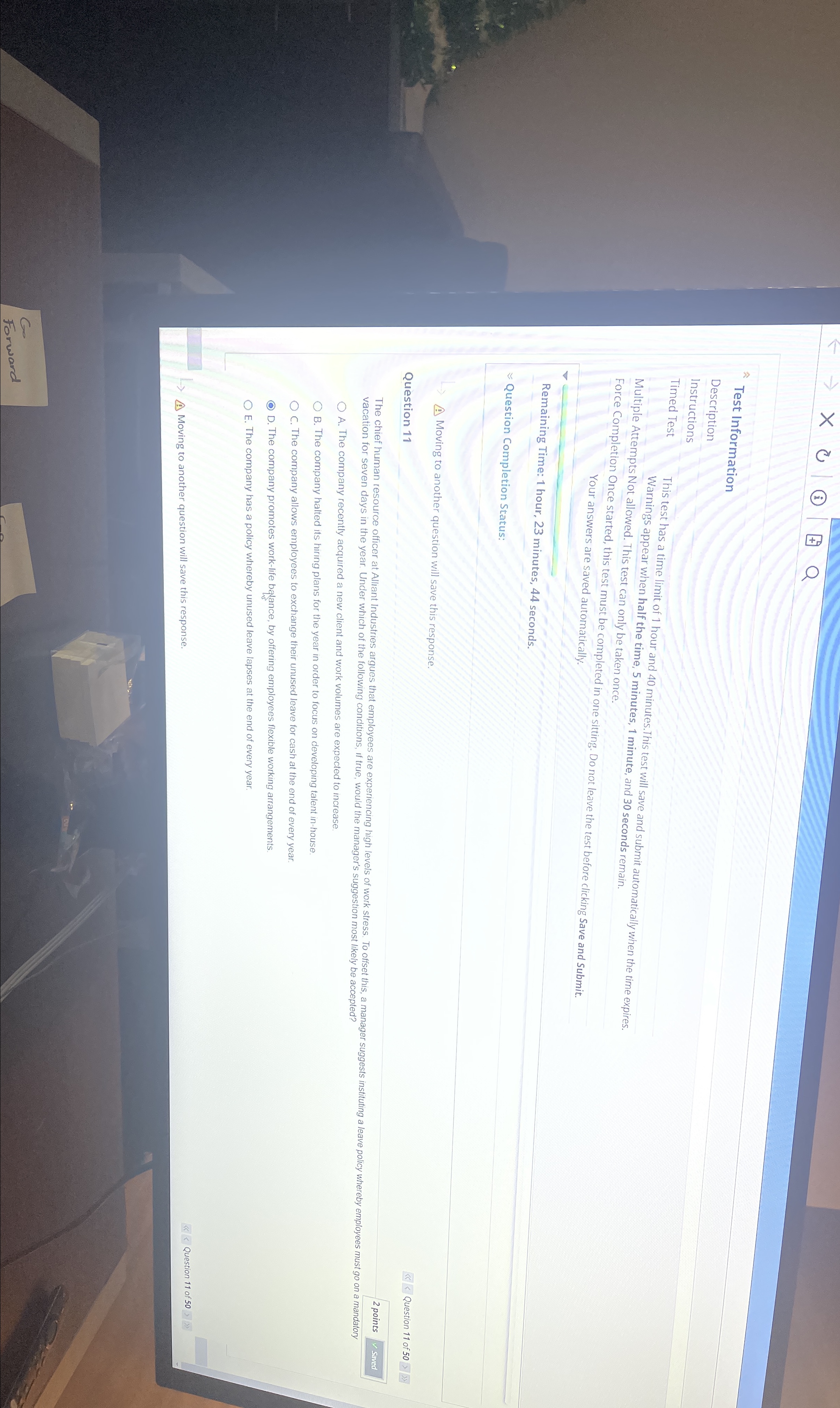  Test Information Description Instructions Timed Test This test has a time