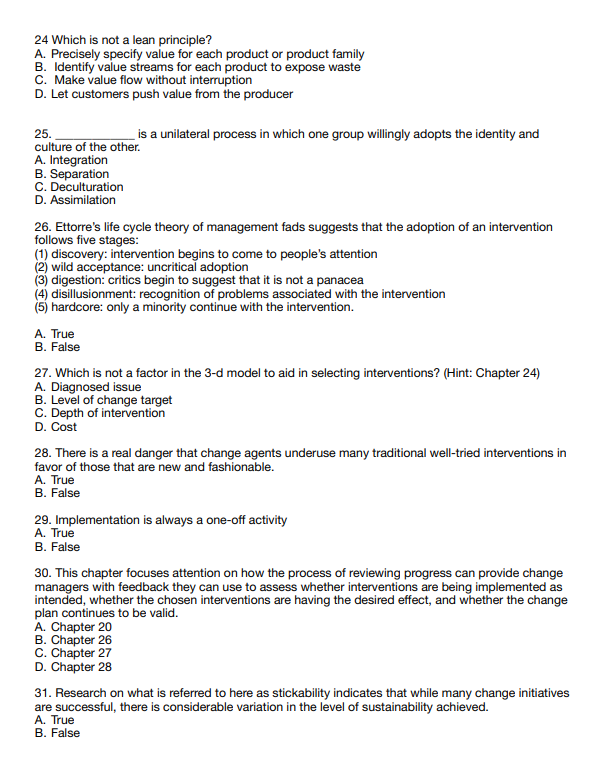  24 Which is not a lean principle? A. Precisely specify value