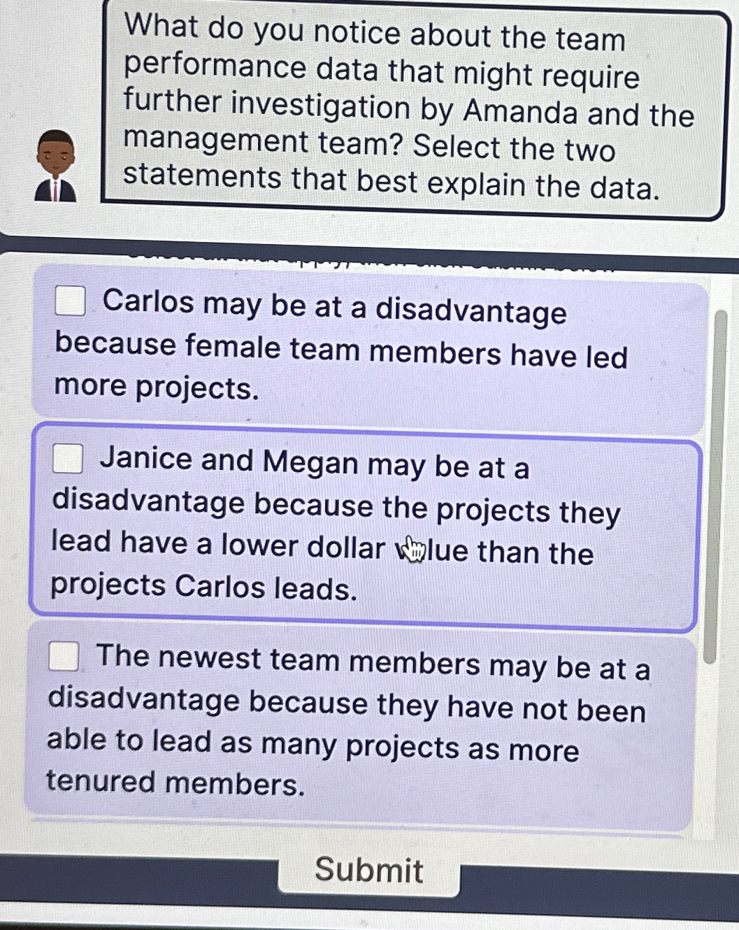  What do you notice about the team performance data that might