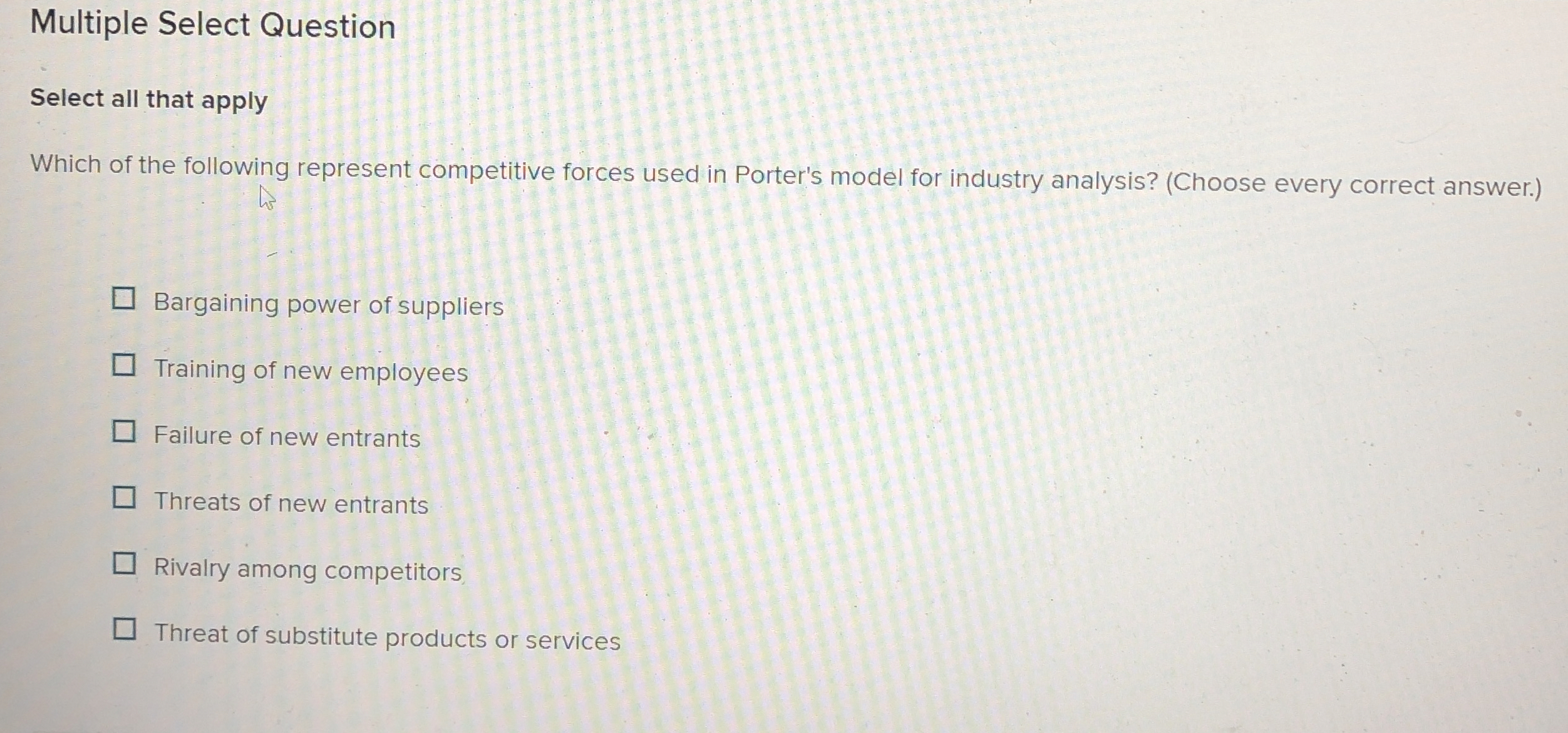  Multiple Select Question Select all that apply Which of the following