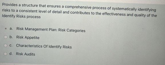  Provides a structure that ensures a comprehensive process of systematically identifying