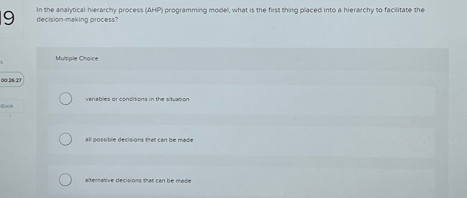  In the analytical hierarchy process (AHP) programming model, what is the