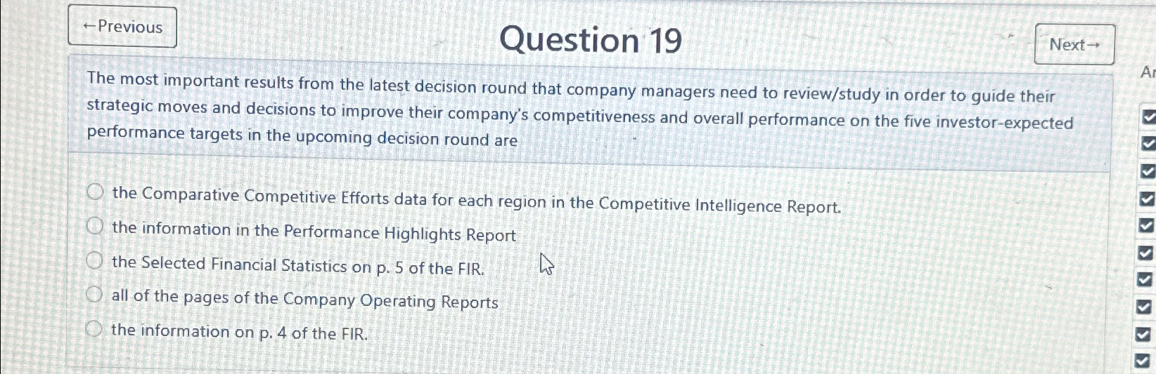  Question 19 Next The most important results from the latest decision