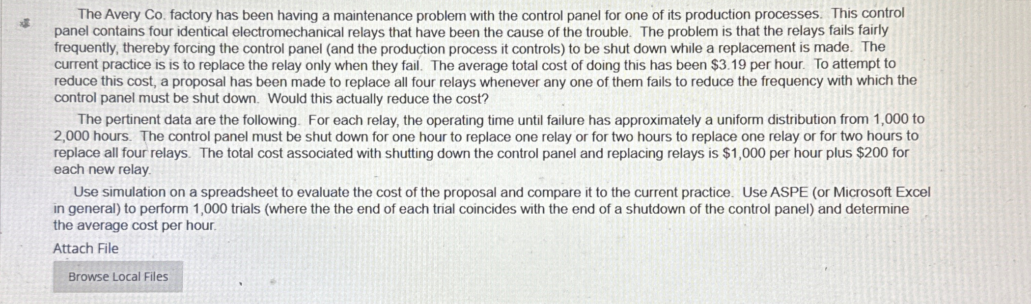  + The Avery Co. factory has been having a maintenance problem