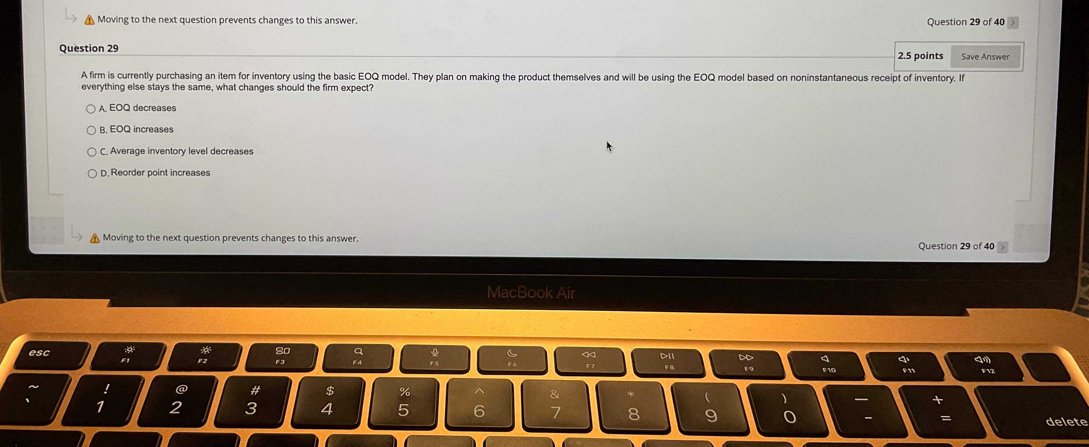 Moving to the next question prevents changes to this answer. Question