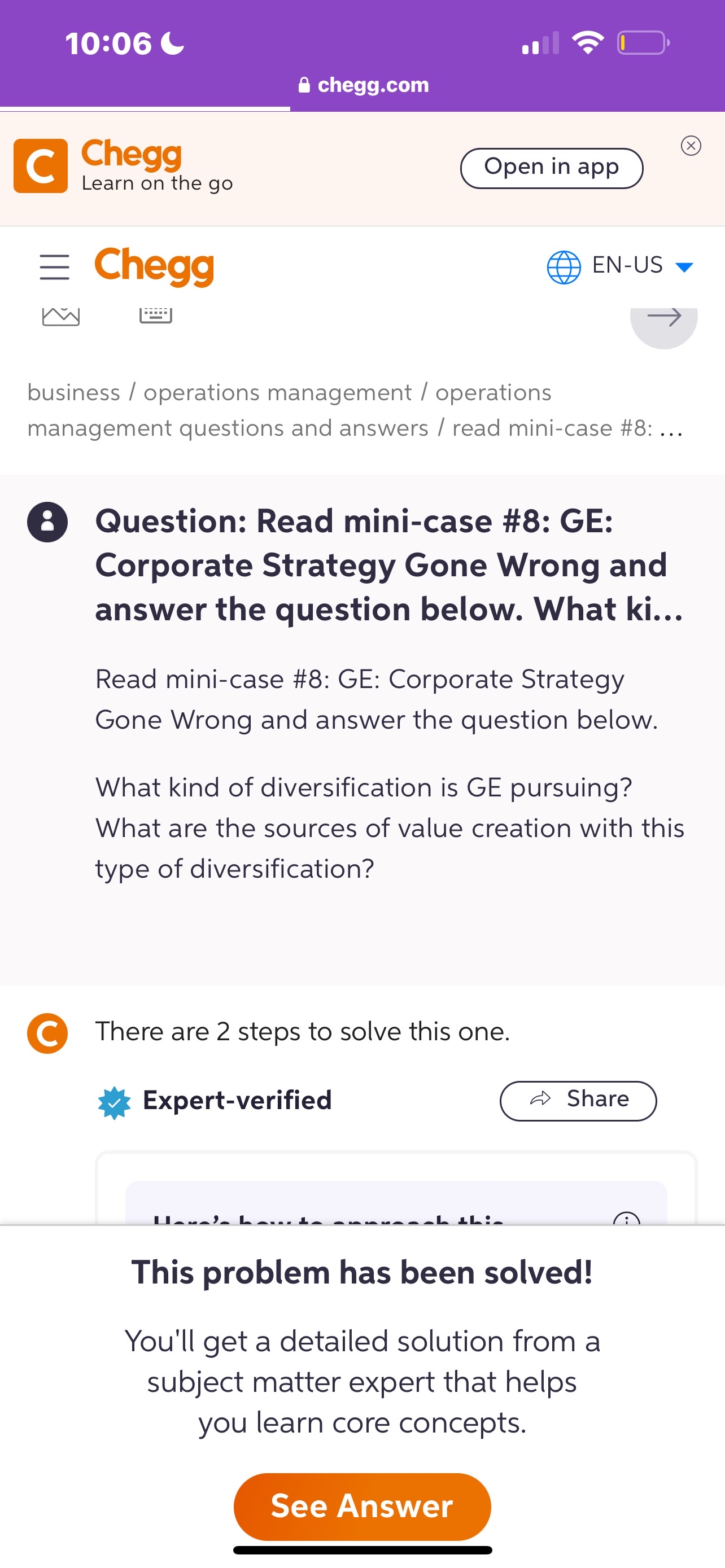  10:06 C chegg.com Chegg Learn on the go -= Chegg EN-US
