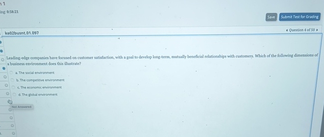  11 ing, 0:58:21 ke02busnt. 01.097 Question 4 of 50* Leading-edge companies
