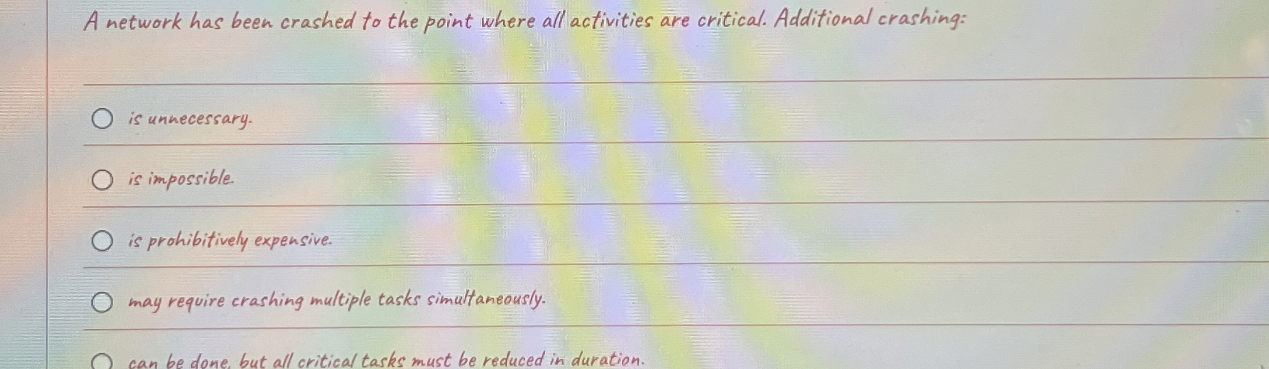  A network has been crashed to the point where all activities