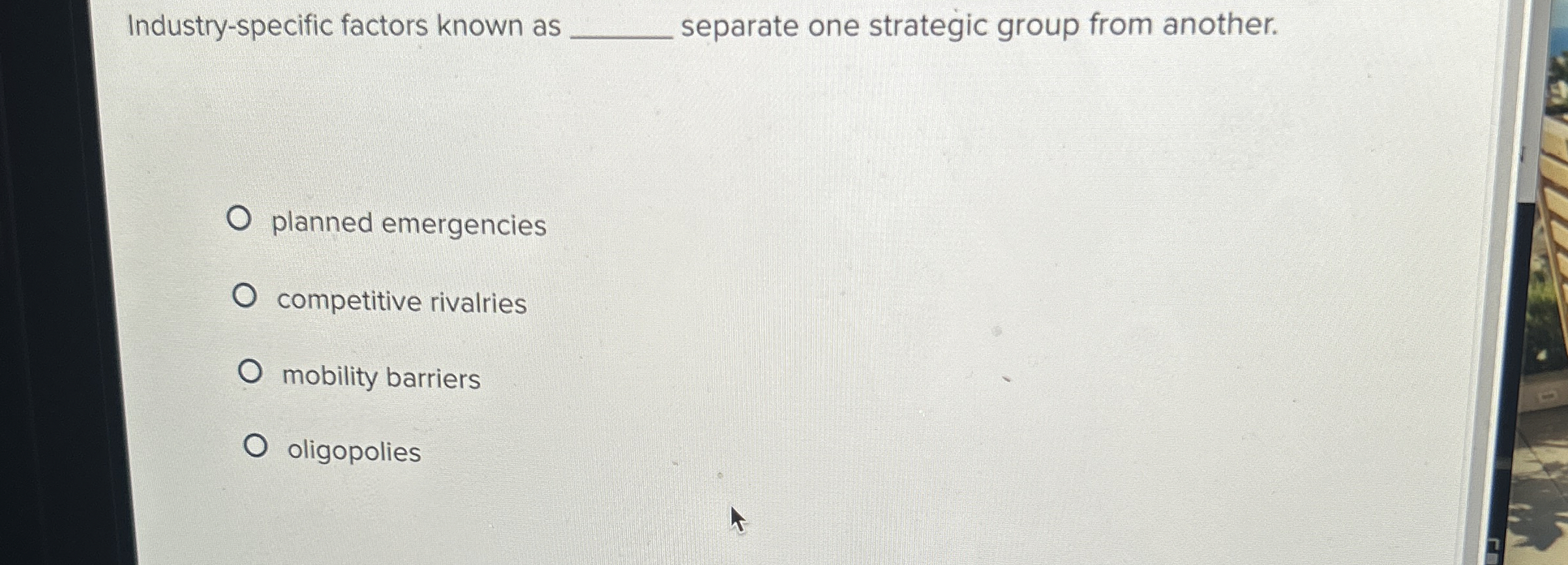  Industry-specific factors known as q, separate one strategic group from another.