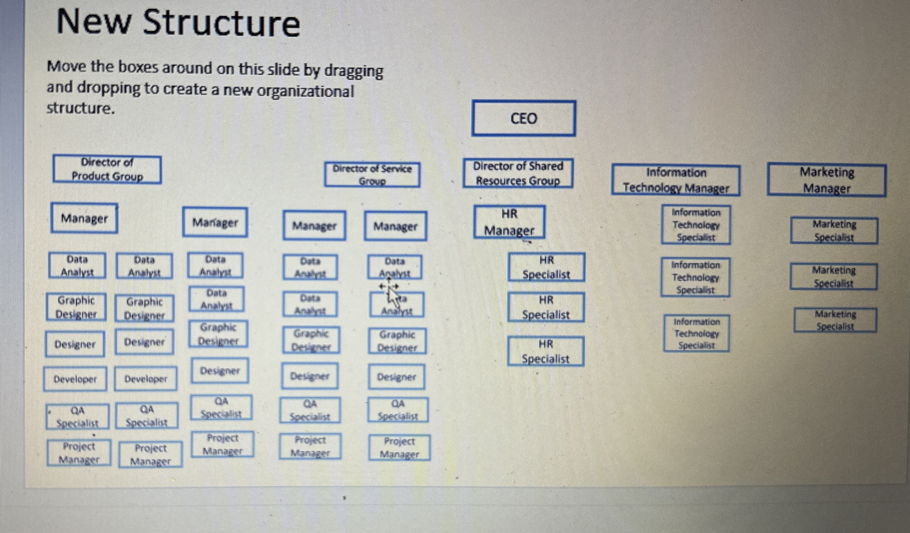  New Structure Move the boxes around on this slide by dragging