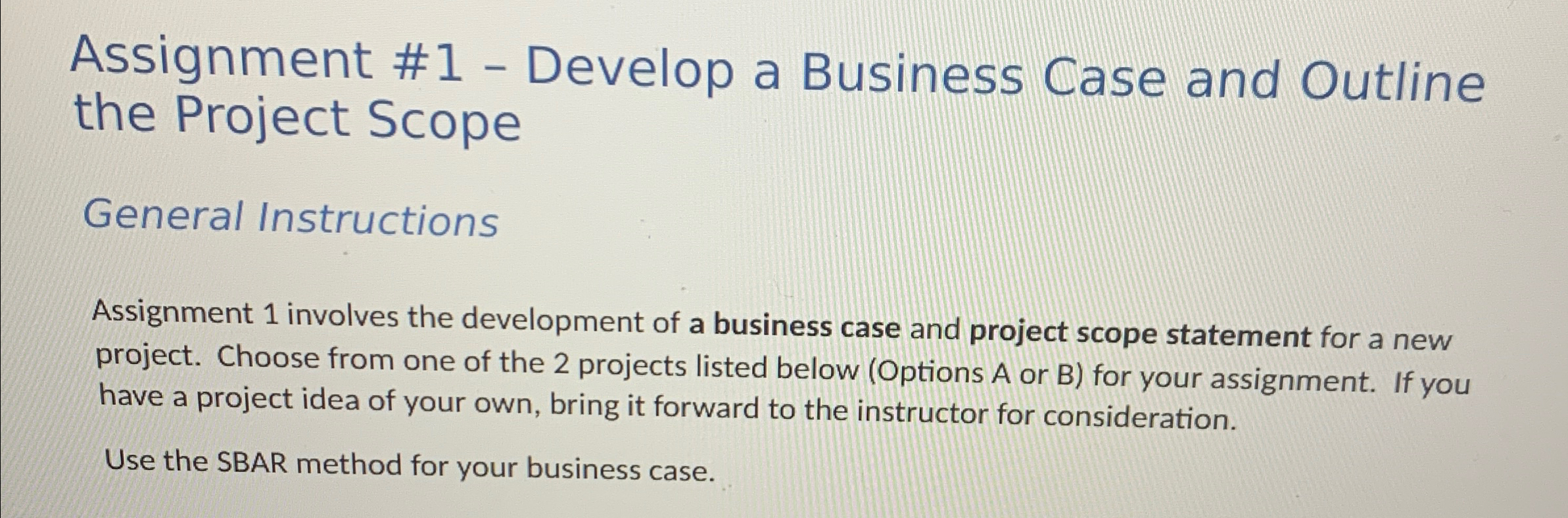  Assignment #1- Develop a Business Case and Outline the Project Scope