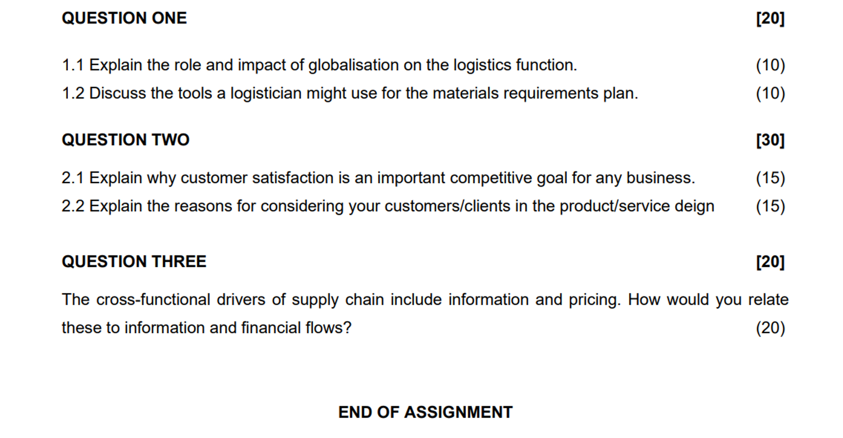  QUESTION ONE 1.1 Explain the role and impact of globalisation on