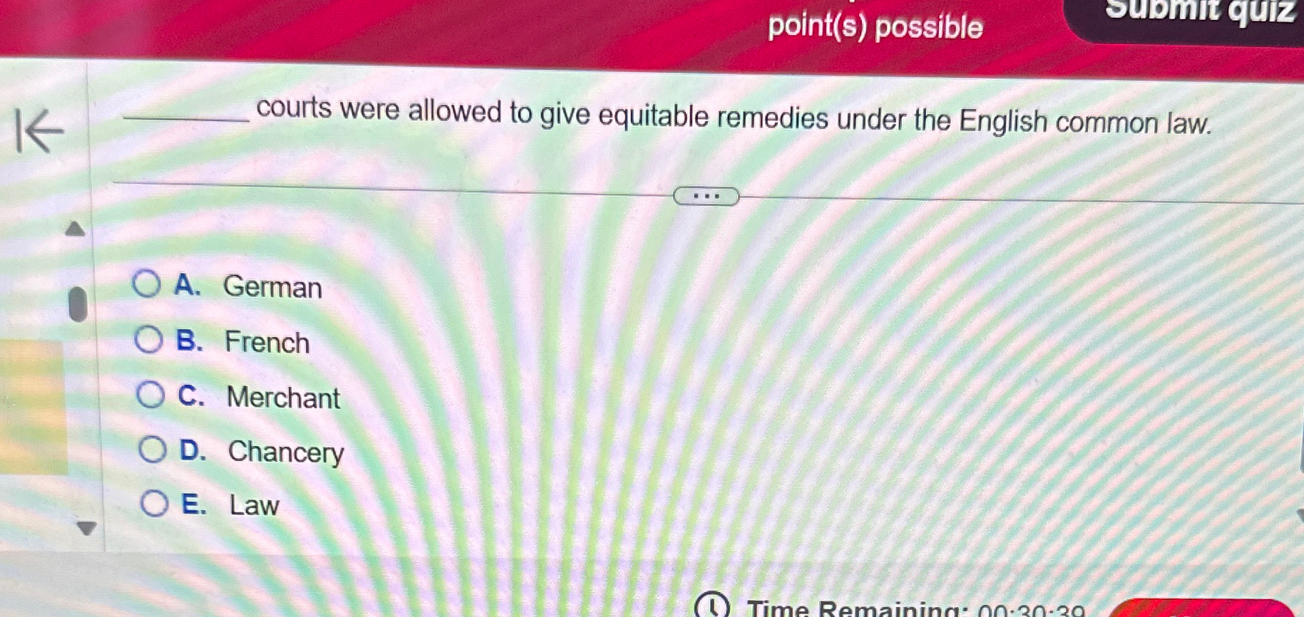  point(s) possible sUomlu GUE q, courts were allowed to give equitable