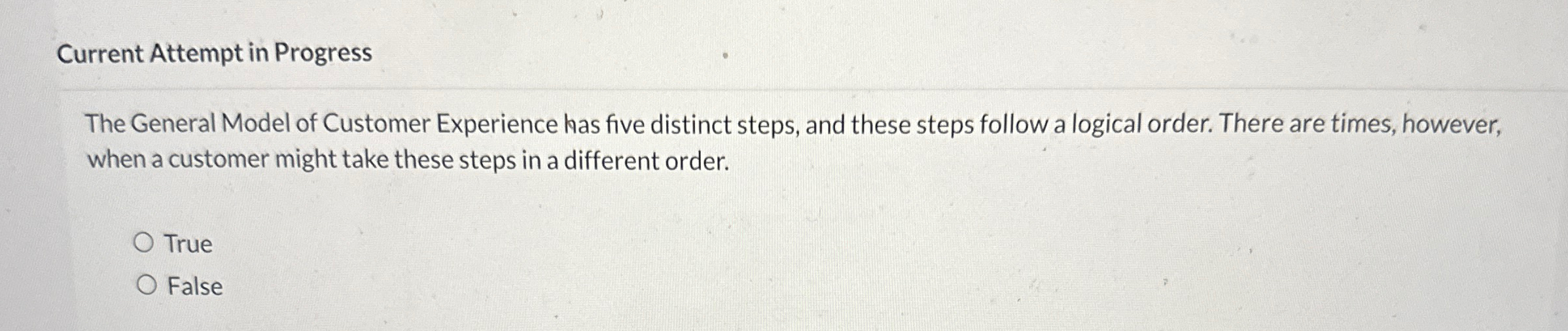  Current Attempt in Progress The General Model of Customer Experience has