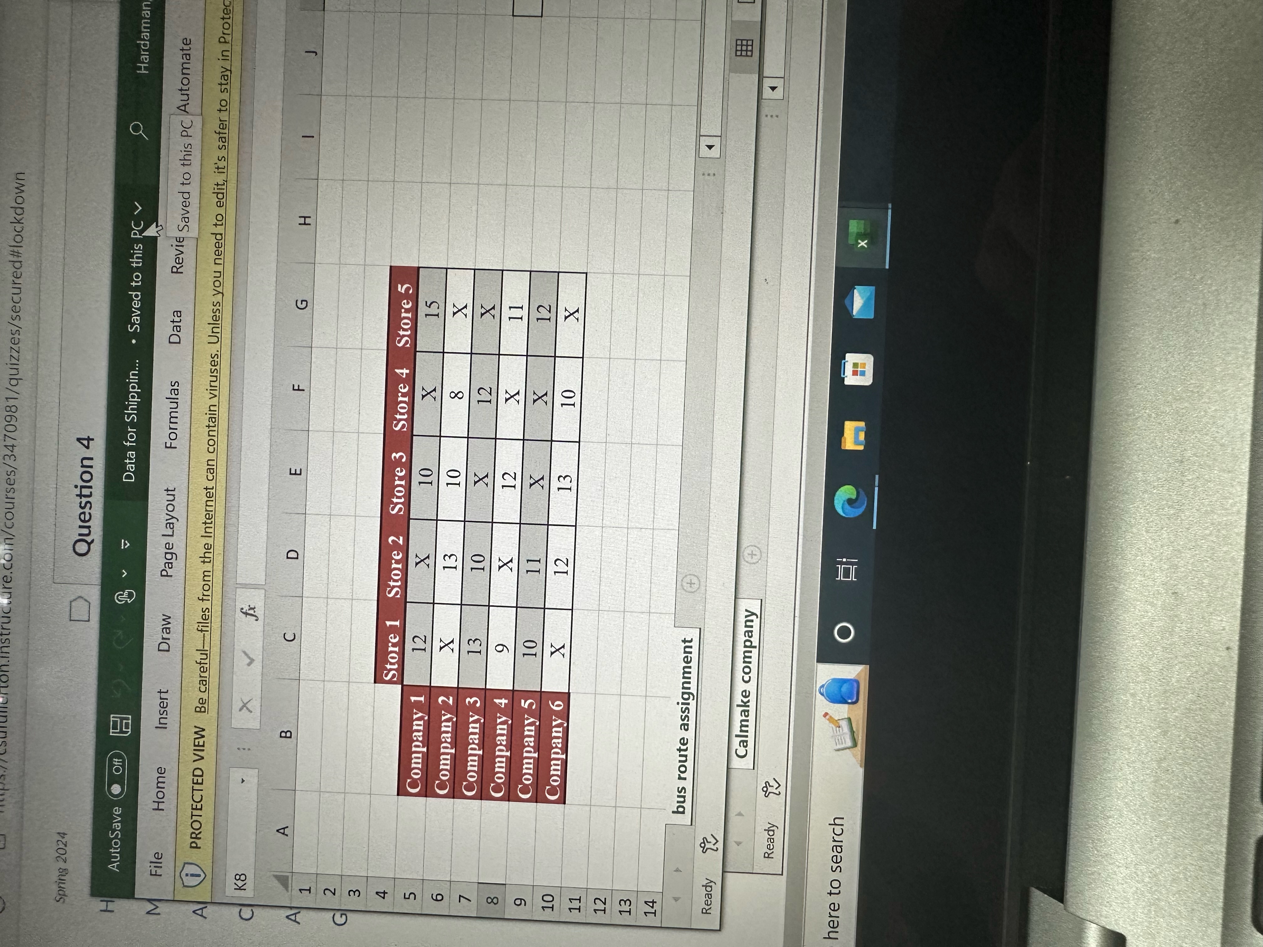  Question 4 A warehouse needs to distribute goods to five retail