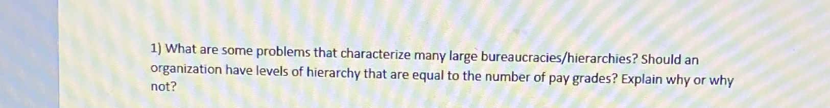  What are some problems that characterize many large bureaucracies/hierarchies? Should an