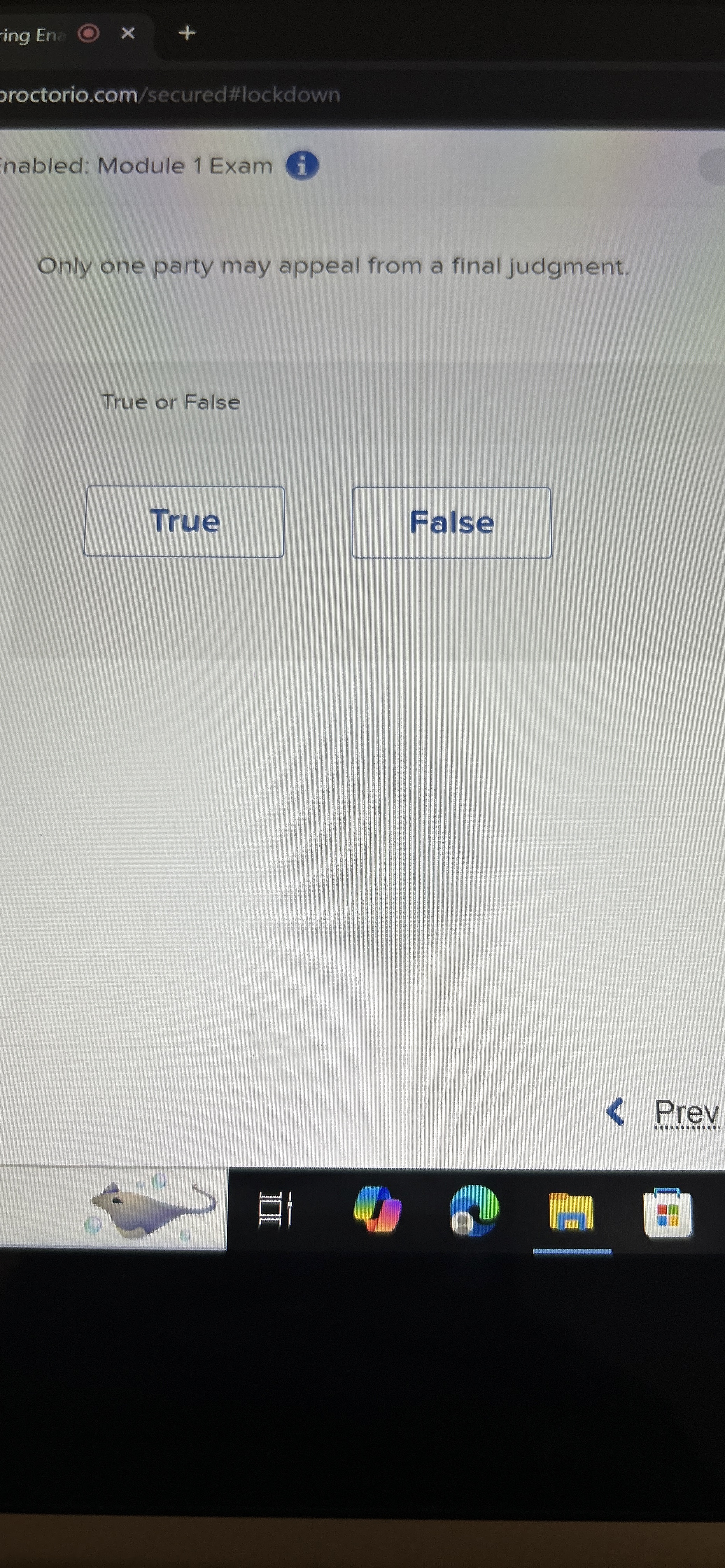  ing Ena roctorio.com/secured#lockdown nabled: Module 1 Exam Only one party may