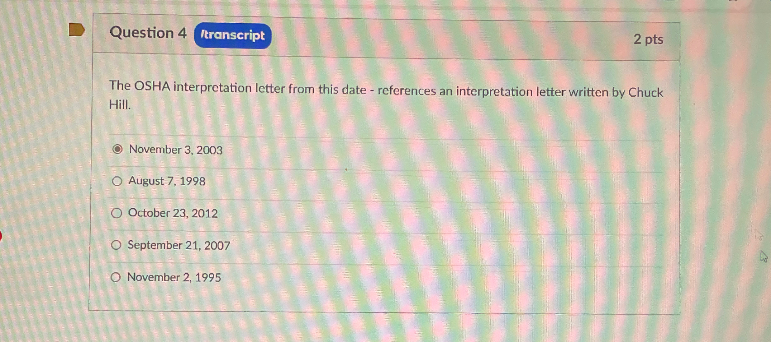  The OSHA interpretation letter from this date - references an interpretation