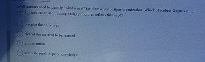  Adnlt learners need to identify "what is in is" fer themselves