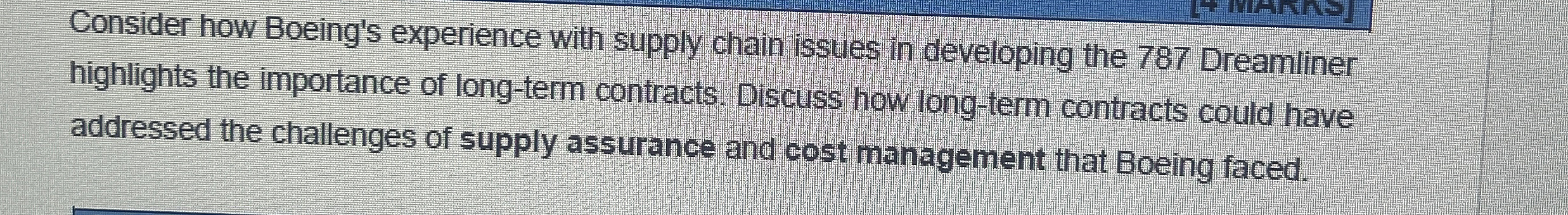  Consider how Boeing's experience with supply chain issues in developing the